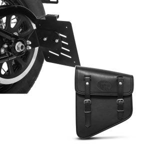 Set: Seitlicher Kennzeichenhalter für Harley Davidson Softail 18-21 Craftride schwarz + Satteltasche Harley Softail Street Bob Utah Craftride 11Ltr links in schwarz_1