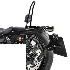 Set: Sissy Bar CSXL Fix für Harley Davidson Sportster 883 Iron 09-20 schwarz Craftride + Seitlicher Kennzeichenhalter für Harley Sportster 883 Iron 09-20 Craftride schwarz_1