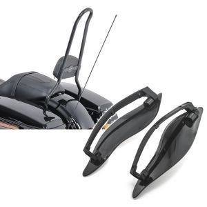 Set: Sissybar für Harley Davidson CVO Street Glide 14-21 Craftride SP schwarz + Seitlicher Windabweiser für Harley-Davidson Touring 14-21 schwarz Craftride_1
