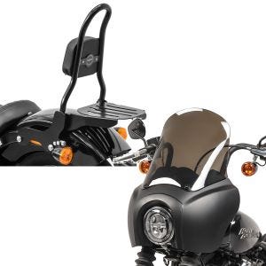 Set: Sissybar Harley Davidson Softail 18-21 Craftride Fast Rider-M inkl. Gepäckträger schwarz + Lampenmaske MG5 für Harley Softail Street Bob 18-20 Lampen Verkleidung matt-rauchgrau Craftride_1