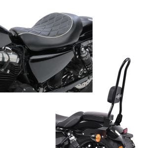 Set: Solo Sitz für Harley Sportster 883 Iron 09-20 Craftride SR4 Sitzbank + Sissy Bar CSXL Fix für Harley Davidson Sportster 883 Iron 09-20 schwarz Craftride_1