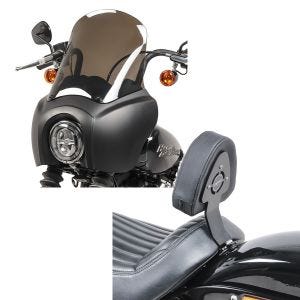 Set: Lampenmaske MG5 für Harley Softail Street Bob 18-20 Lampen Verkleidung matt-rauchgrau Craftride + Fahrer Sissybar für Harley Davidson Softail Street Bob 18-21 Fahrer Rückenlehne Craftride_1