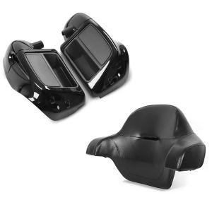 Set: Beinschild für Harley Davidson Street Glide 14-21 Craftride belüftet schwarz + Rückenpolster Topcase für Harley Street Glide 14-21 Craftride King Tour-Pak_1