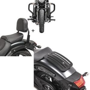 Set: Sissybar Set für Kawasaki Vulcan S / Café 15-21 mit Sturzbügel Craftride  RH11-5 + Gepäckträger für Kawasaki Vulcan S / Café 15-21 Solo Rack L1 Gepäckbrücke Craftride_1