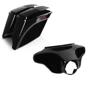 Set: Seitenkoffer Stretched für Harley Street Glide (FLHX) 06-13 Lautsprecher Latch Black Craftride + Batwing Verkleidung für Harley Davidson Street Glide 06-13 Craftride_1