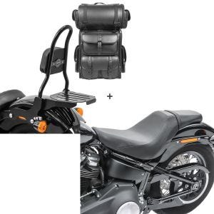 Set: Sissybar CSM + Hecktasche LX für Harley Heritage Softail Classic 18-19 abnehmbar mit Gepäckträger Craftride + Sitzbank für Harley Softail Modelle 18-21 Craftride BDL1 Doppelsitzbank_1