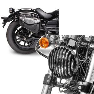 Set: Satteltasche Harley Sportster Forty-Eight 48 Craftride Arizona 3Ltr rechts in schwarz + Scheinwerfer Grill Harley Sportster Forty-Eight 48 10-20 schwarz von Craftride_1