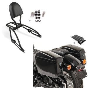 Set: Sissybar Harley Davidson Street 750 15-20 Craftride Fast Driver-S inkl. Gepäckträger schwarz + Seitenkoffer Set für Harley Davidson Street 750 / 500 Craftride Nevada je 20Ltr_1