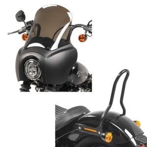 Set: Lampenmaske MG5 für Harley Softail Street Bob 18-20 Lampen Verkleidung matt-rauchgrau Craftride + Sissybar für Harley Davidson Softail 18-21 Craftride Tampa S schwarz_1