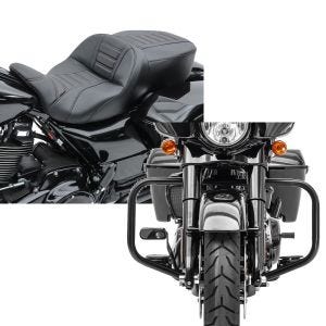 Set: Sitzbank für Harley Street Glide Special 15-21 Craftride TG3 in schwarz + Sturzbügel für Harley Davidson Street Glide Special 15-21 Craftride TR2 schwarz_1