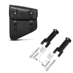 Set: Satteltasche Harley Softail Street Bob Utah Craftride 11Ltr links in schwarz + Sozius Fussrasten-Halter für Harley Davidson Softail Street Bob 18-21 Craftride schwarz_1