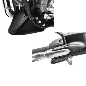Set: Bugspoiler Harley Sportster Forty-Eight 48 Special 18-20 Craftride schwarz + LED Lenkerblinker für Harley Davidson Sportster Forty-Eight 48 / Special Lumitecs Blinker M2 getönt_1