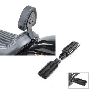 Set: Fahrer Sissybar für Harley Davidson Softail Street Bob 18-21 Fahrer Rückenlehne Craftride + Fahrer Fussrasten für Harley Davidson Softail Street Bob 18-21 Craftride ST9 schwarz_1