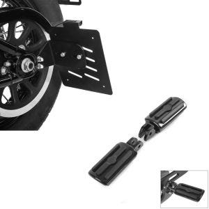 Set: Seitlicher Kennzeichenhalter für Harley Davidson Softail 18-21 Craftride schwarz + Fahrer Fussrasten für Harley Davidson Softail Street Bob 18-21 Craftride ST9 schwarz_1