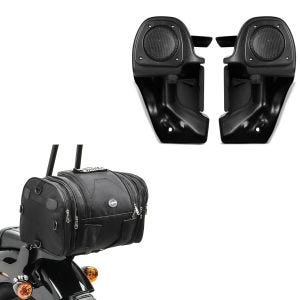 Set: Beinschild mit Lautsprecher II für Harley CVO Street Glide 11-13 Craftride + Hecktasche für Harley CVO Street Glide Gepäckrolle Craftride RB1 24-30Ltr_1