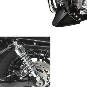 Set: Stoßdämpfer 10,5 Zoll Harley Sportster 1200 Iron 18-20 Federbeine von Craftride chrom + Bugspoiler Harley Sportster 1200 Iron 18-20 Craftride schwarz_1