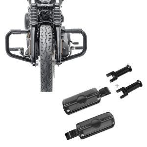 Set: Sturzbügel Mustache II für Harley Softail Street Bob / Low Rider 18-21 schwarz Craftride + Sozius Fussrasten mit Halter für Harley Softail 18-21 Craftride SF6 schwarz_1