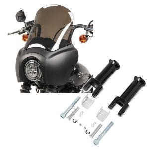 Set: Lampenmaske MG5 für Harley Softail Street Bob 18-20 Lampen Verkleidung matt-rauchgrau Craftride + Sozius Fussrasten-Halter für Harley Davidson Softail Street Bob 18-21 Craftride schwarz_1