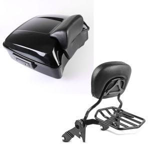 Set: Topcase Chopped für Harley Street Glide 14-21 schwarz CH4 Craftride + Sissybar Harley Street Glide (FLHX) 09-21 Craftride Fast Driver-L Flex inkl. Gepäckträger schwarz_1