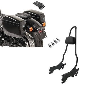 Set: Sissybar für Harley Softail Low Rider / S 18-21 Craftride XL mit Docking Kit schwarz + Seitenkoffer Set für Harley Davidson Softail Low Rider / S Craftride Nevada je 20Ltr_1