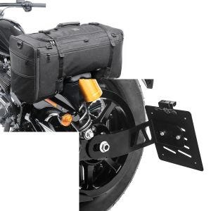 Set: Hecktasche für Yamaha XV 950 / R SQ1 Craftride 52l schwarz + Seitlicher Kennzeichenhalter für Yamaha XV 950 / R 14-20 Craftride schwarz_1
