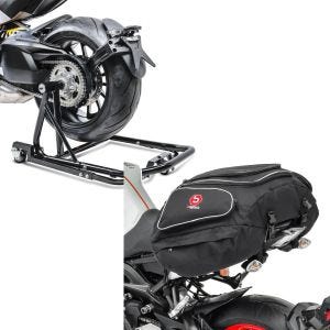 Set: Rangierhilfe Ducati Diavel / S 11-20 Montageständer ConStands Single Mover Schwarz + Hecktasche Ducati Diavel Gepäcktasche hinten Bagtecs X50 50Ltr schwarz_1