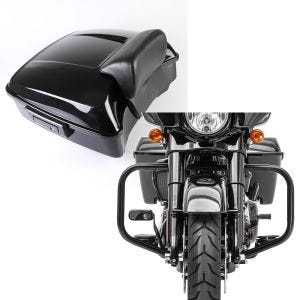 Set: Topcase Chopped für Harley Street Glide 14-21 schwarz CH4 Craftride + Sturzbügel für Harley Davidson Street Glide 09-21 Craftride TR2 schwarz_1