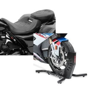 Set: Sitzbank für Harley Street Glide Special 15-21 Craftride RH3 schwarz + Motorradständer Harley Street Glide Special Motorradwippe ConStands Easy-Evo_1