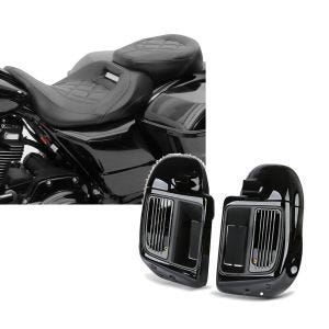 Set: Sitzbank für Harley CVO Limited 14-21 Craftride RH3 schwarz + Beinschild für Harley Davidson Touring 14-21 Craftride belüftet schwarz_1