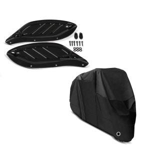 Set: Seitlicher Windabweiser für Harley Electra Glide Ultra Classic 96-13 Craftride verstellbar schwarz + Abdeckplane Harley Electra Glide Ultra Classic / Limited Craftride XXXXL in schwarz_1