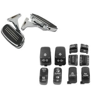 Set: Beifahrer Trittbretter + Halter CF2S für Harley Street Glide 06-21 Craftride + Lenkerschalter Set Harley Davidson Street Glide 06-13 schwarz Craftride_1