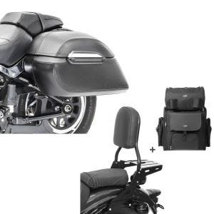Set: Seitenkoffer Set Indian Scout / Bobber / Sixty Craftride K3 33Ltr in schwarz + Sissybar CL + Hecktasche für Indian Scout / Sixty 15-21 mit Gepäckträger Craftride_1