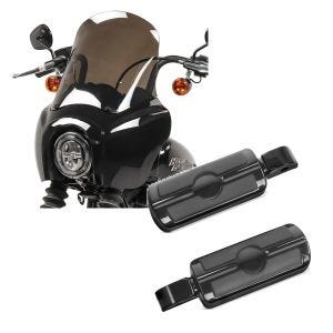 Set: Lampenmaske MG5 für Harley Softail Street Bob 18-20 Lampen Verkleidung rauchgrau Craftride + Sozius Fussrasten für Harley Softail Street Bob 18-21 Craftride SF6 schwarz_1