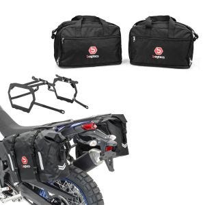 Set: Satteltaschen Set WP8 für BMW R 1200 GS 04-12 mit Kofferträger Bagtecs + Alukoffer Innentaschen für BMW R 1250 / 1200 GS / Adventure 04-21 Koffer Taschen Bagtecs MS1_1