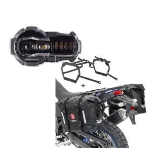 Set: LED Scheinwerfer für BMW R 1200 GS / Adventure 04-13 Hauptscheinwerfer mit ECE Lumitecs QL2 + Satteltaschen Set WP8 für BMW R 1200 GS 04-12 mit Kofferträger Bagtecs_1