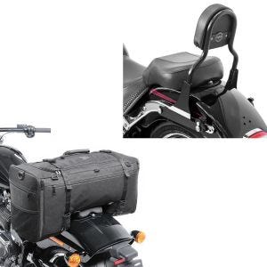 Set: Sissybar Harley Fat Boy 07-17 Craftride Fast Driver-S schwarz + Hecktasche für Harley Fat Boy / 114 SQ1 Craftride 52l schwarz_1