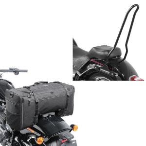 Set: Sissybar für Harley Davidson Fat Boy 00-17 Tampa schwarz Craftride + Hecktasche für Harley Fat Boy / 114 SQ1 Craftride 52l schwarz_1