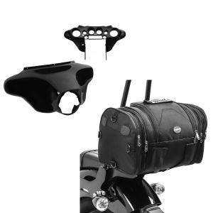 Set: Batwing Verkleidung für Harley Davidson CVO Street Glide 11-13 Craftride Innen und Aussen schwarz + Hecktasche für Harley CVO Street Glide Gepäckrolle Craftride RB1 24-30Ltr_1