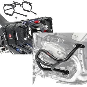 Sett: Sadelveskesett WP8 egnet for BMW R 1200 GS 04-12 med Bagtecs taskeholder + crashbar L passer til BMW R 1200 GS 04-12 Motoguard crashbar