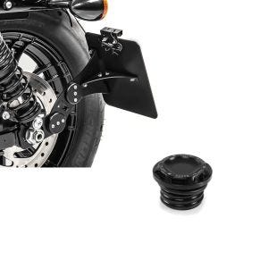 Set: Seitlicher Kennzeichenhalter für Harley Sportster 883 Iron 09-20 Craftride schwarz + Tankdeckel CNC1 für Harley-Davidson Sportster 883 Iron 09-20 schwarz Craftride_1