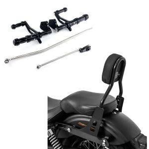 Set: Sissybar für Harley Davidson Street Bob 09-17/LR Craftride Fast Driver-S schwarz + Vorverlegte Fußrastenanlage für Harley Dyna Street Bob 06-17 Craftride schwarz_1