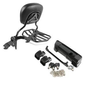 Set: Sissybar Harley Street Glide (FLHX) 09-21 Craftride Fast Driver-L Flex inkl. Gepäckträger schwarz + Topcase Verschluss Kit für Harley Street Glide 14-21 schwarz Craftride_1