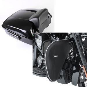 Set: Topcase Chopped für Harley Street Glide 14-21 schwarz CH4 Craftride + Sturzbügel Spritzschutz für Harley Street Glide 06-21 Beinwärmer Craftride_1