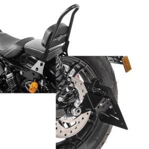 Set: Sissybar Harley Sportster Forty-Eight 48 10-20 Craftride Fast Rider-M schwarz + Kennzeichenhalter seitlich S für Harley Sportster Forty-Eight 48 10-20 schwarz Craftride_1