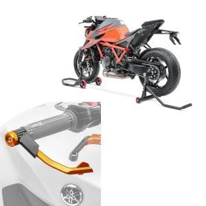 Set: Einarm Montageständer Set für KTM 1290 Super Duke/ R 14-21  hinten vorne Constands RC + Hebelschützer für KTM 1290 Super Duke GT / R X1 orange_1