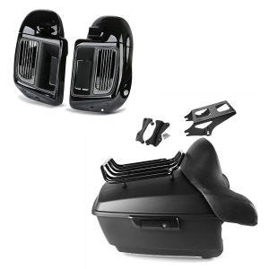 Set: Topcase King OLM für Harley CVO Limited 14-21 + Anbaukit Craftride + Beinschild für Harley Davidson Touring 14-21 Craftride belüftet schwarz_1