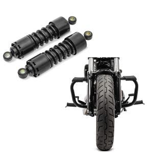 Set: Stoßdämpfer 11 Zoll Harley Sportster Forty-Eight 48 Federbeine von Craftride schwarz + Sturzbügel für Harley Davidson Sportster Forty-Eight 48 (XL 1200 X) 10-20 Craftride Mustache schwarz_1