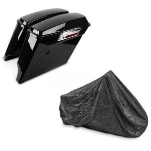 Set: Seitenkoffer Set für Harley Davidson Street Glide (FLHX) 06-13 Craftride Stretched 35Ltr schwarz + Abdeckplane Harley Street Glide / Special Craftride XXXL schwarz_1