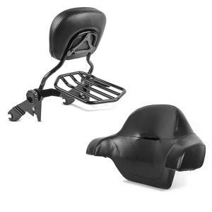 Set: Sissybar Harley Street Glide (FLHX) 09-21 Craftride Fast Driver-L Flex inkl. Gepäckträger schwarz + Rückenpolster Topcase für Harley Street Glide 14-21 Craftride King Tour-Pak_1