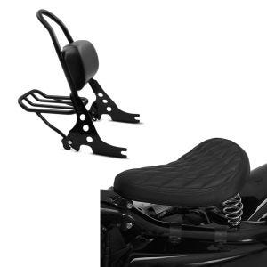 Set: Sissybar Harley Davidson Sportster 883 Iron 09-20 Craftride Fast Rider-M inkl. Gepäckträger schwarz + Solo Federsattel für Harley Davidson Sportster 883 Iron BR11 Craftride_1